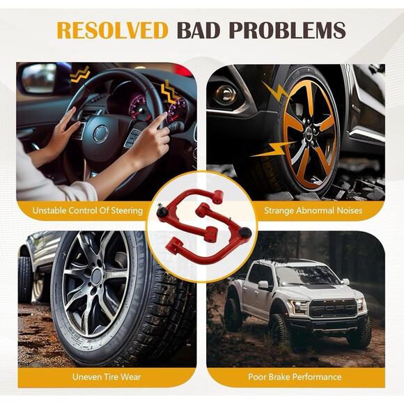 For 2007-2021 Toyota Tundra 2008-2022 Sequoia 2-4" Red Front Upper Control Arms - Picture 6 of 7